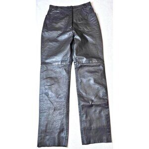VTG Genuine Leather Womens Pants 12 Made In Canada Front Pockets Button Closure